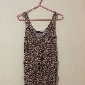 Zara Black Floral Summer Jumpsuit XS